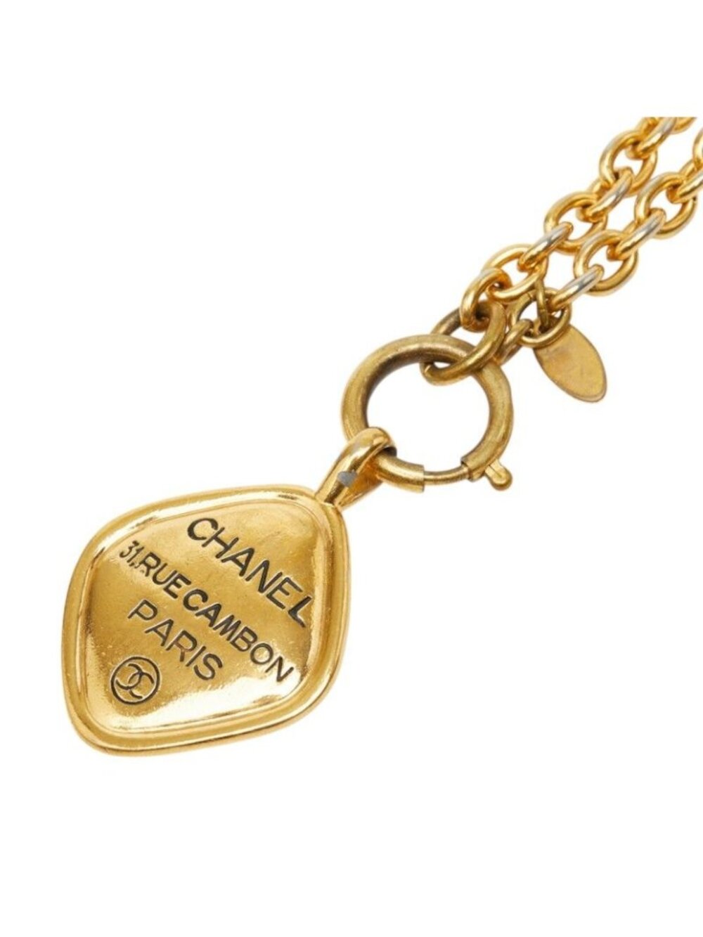 Chanel CC Logo 31 Rue Cambon Paris Chain Pendant Gold Plated